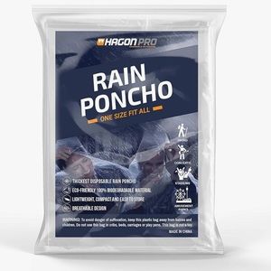 Hagon PRO Disposable Rain Ponchos for Adults x3